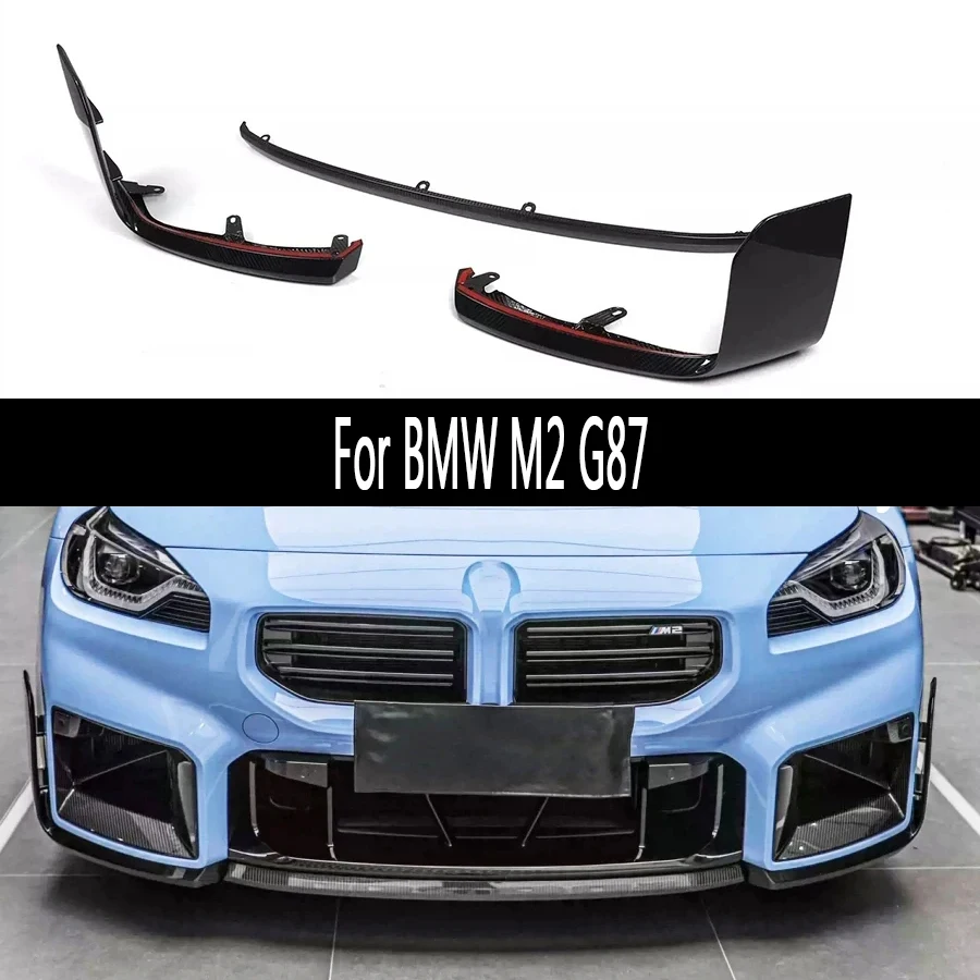 For BMW M2 G87 2021+ Carbon Fiber Car Front Bumper Diverter Spoiler Diffuser Front lip chin Shunt MP Style upgraded body kit