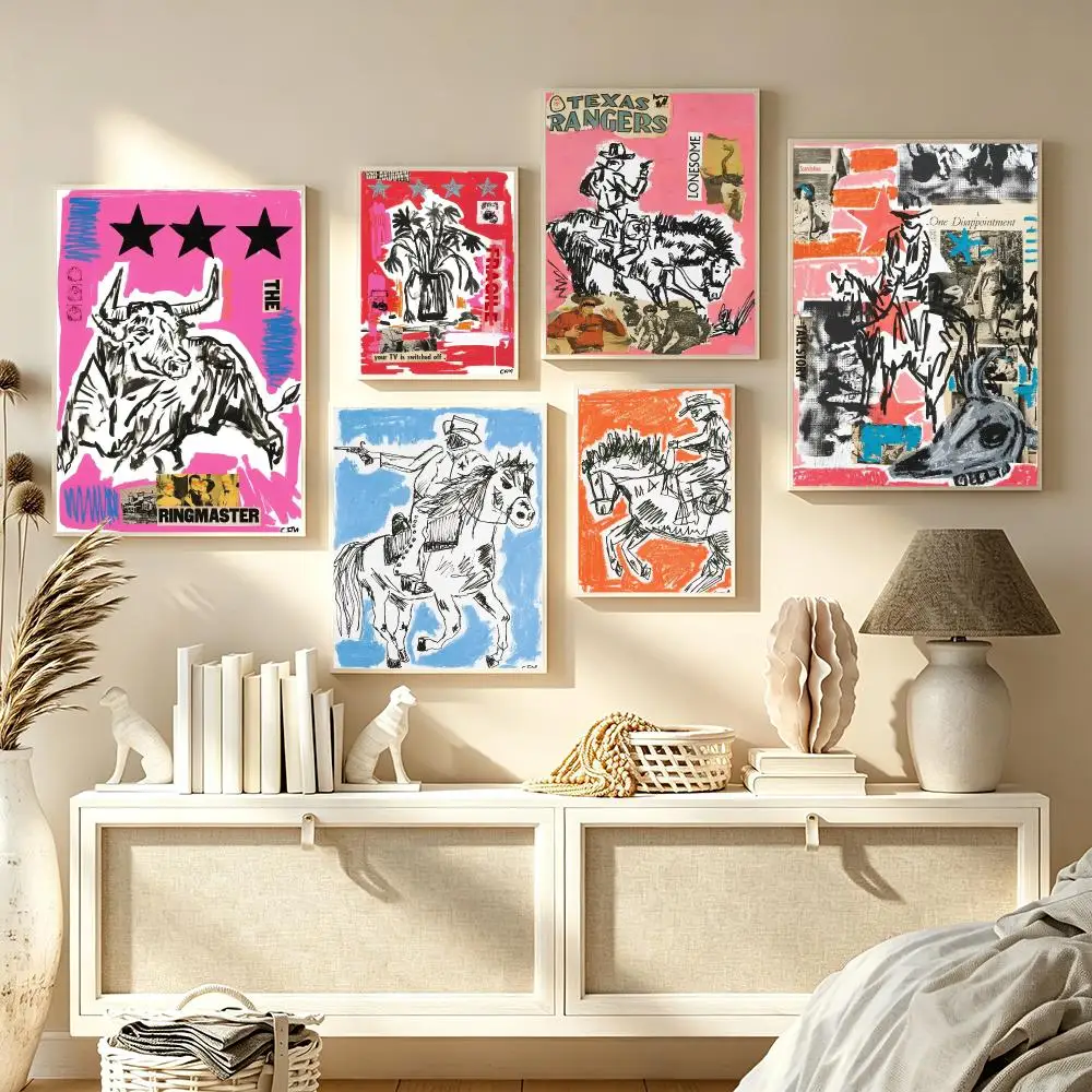 Abstract Cowboy Caitlin Flood Molyneux Poster Trendy Aesthetic Wall Art high-end Bedroom Home Cafe library Decor