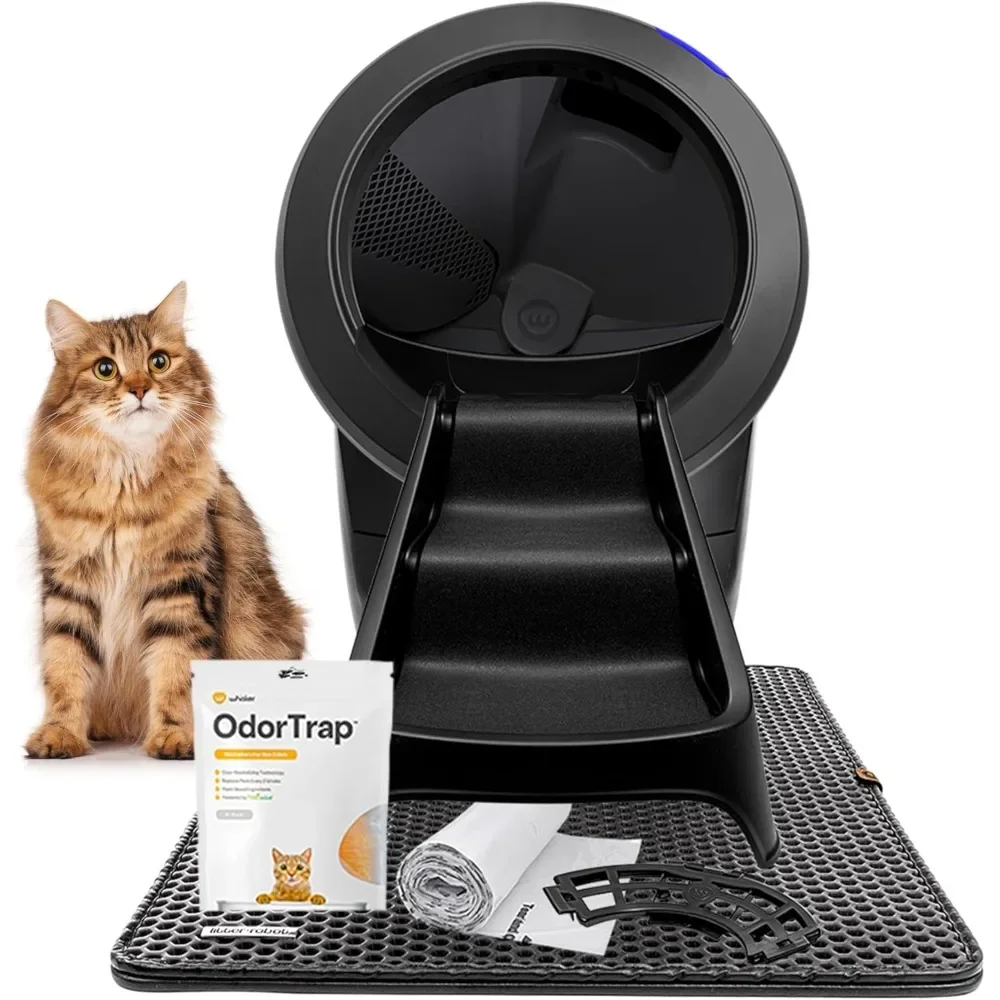 Self Cleaning Cat Litter Box, Includes Litter-Robot 4, 6 OdorTrap Pack Refills, 50 Waste Drawer Liners, Ramp, Mat, Litterbox