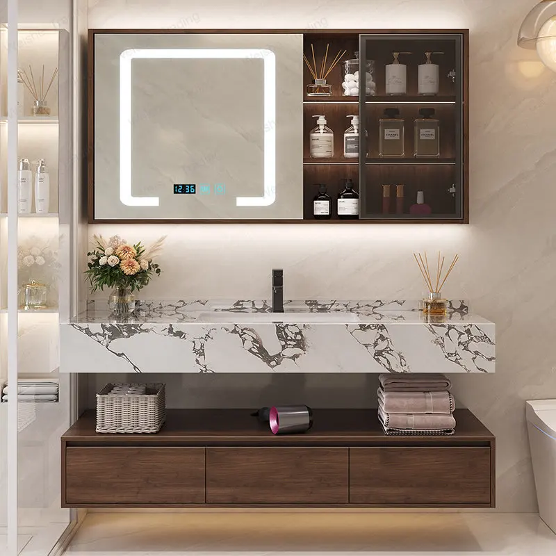 New rock slab ceramic seamless integrated basin, bathroom, washbasin, face wash basin, bathroom cabinet combination