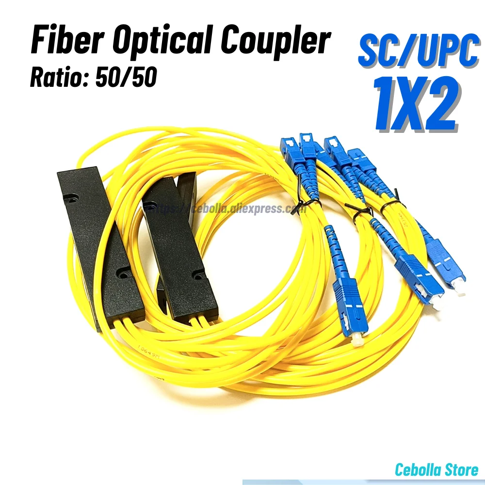 SC UPC 1X2 PLC Singlemode Fiber Optical Splitter FBT Optical Coupler 1X2 Fiber Optical Splitter ratio 50 bi 50