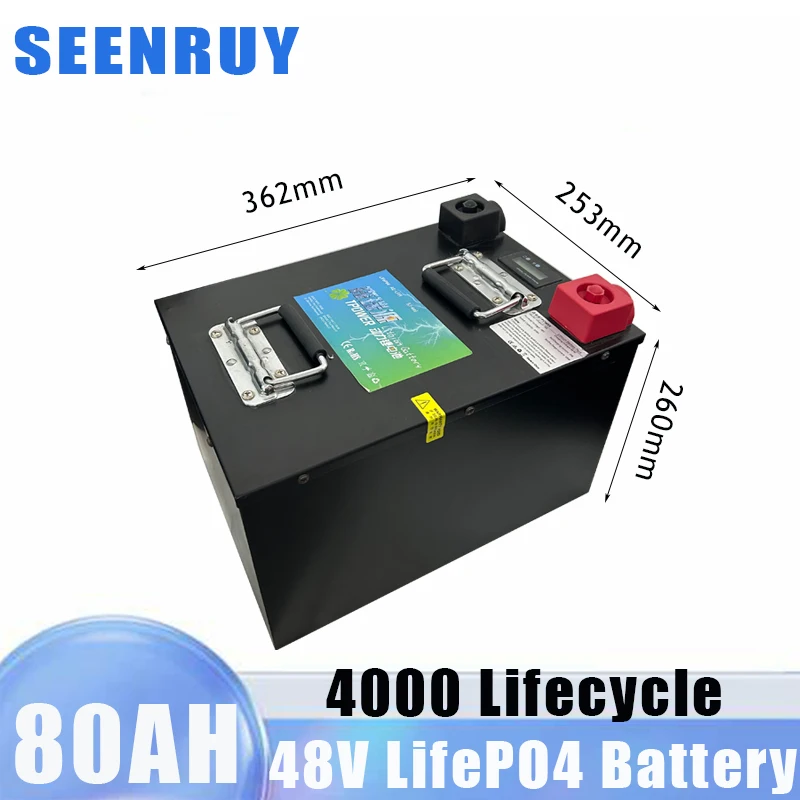 48V 80AH Lifepo4 Battery Rechargeable Pack Built in Bluetooth 80A BMS Lithium Battery