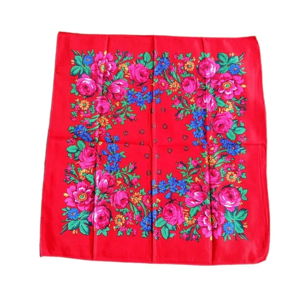 Pañuelo para la cabeza con estampado de flores rosas y protector solar, pañuelos suaves de estilo étnico para mujer, pañuelos para la cabeza a prueba de viento, bufandas cuadradas para el cuello