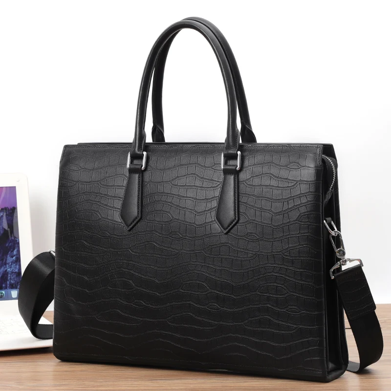 أعلى جودة الرجال حقيبة طبقة الرأس جلد البقر حقيبة جلد طبيعي مكتب الرجال حقيبة يد حمل الحقائب كمبيوتر محمول A4 محفظة أكياس