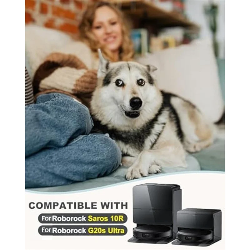 【Berserk】аксессуары для Roborock Saros 10R/G20S Ultra, 2 основные щетки, 4 боковые щетки, 5 мешков для пыли, 4 фильтра HEPA, 6 подушечек для швабры