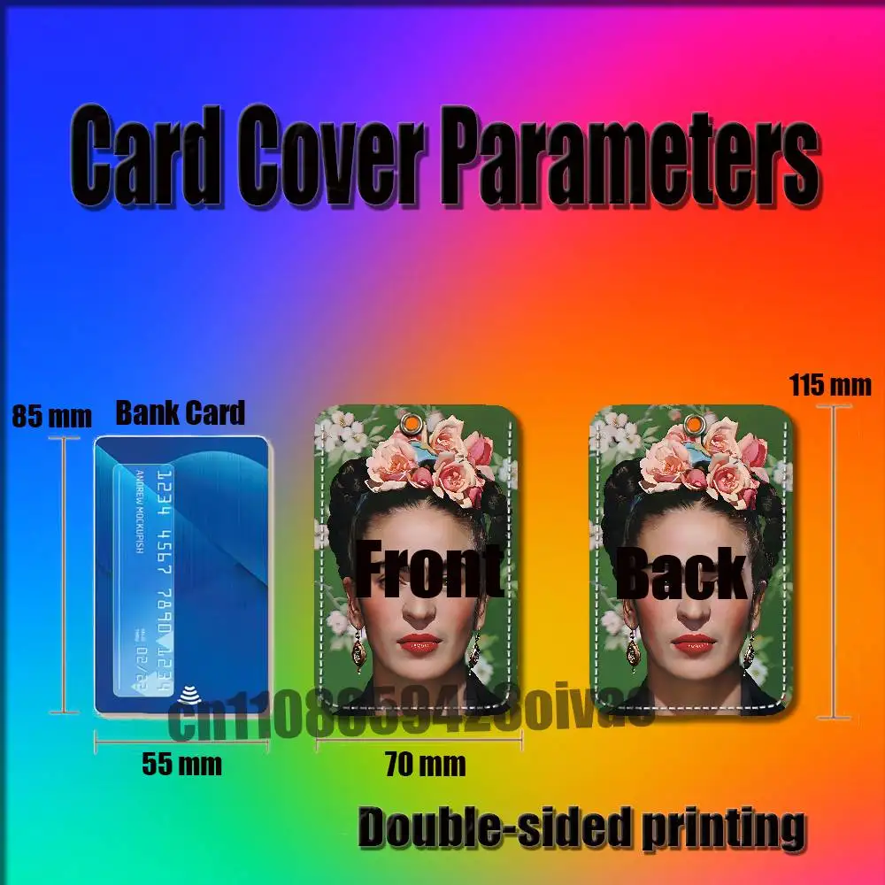 Fashion F-FridaS-S K-Kahlo For ID Clips Credit Bank Campus Card Holder Cover Decoration PU Leather Keychain