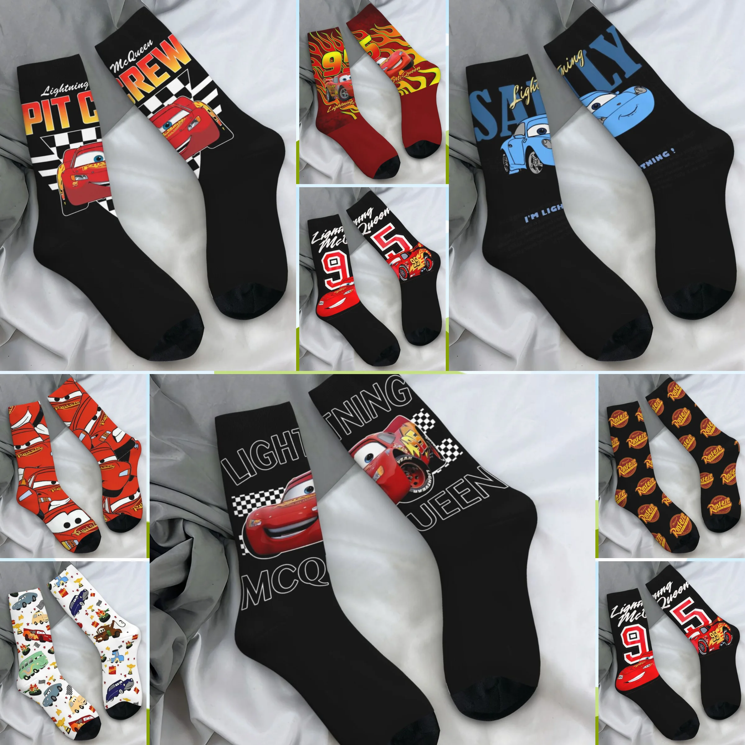 Unisex Men Socks Cars Lightning Mcqueen Sally Stockings Winter Gothic Quality Socks Graphic Outdoor Sports Anti Slip Socks