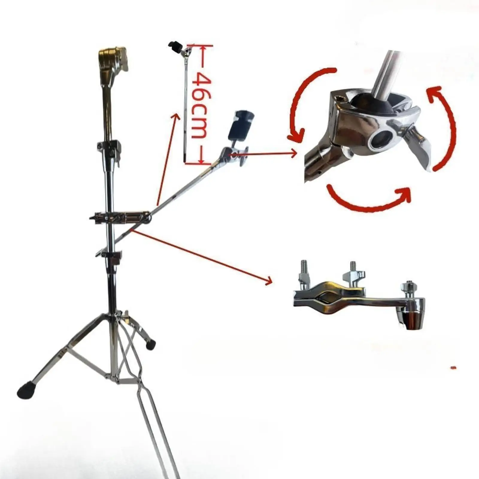 

Drum Cymbal Holder Metal Extension Arm Mount Percussion Hardware Accessory for Bass Drum Installation