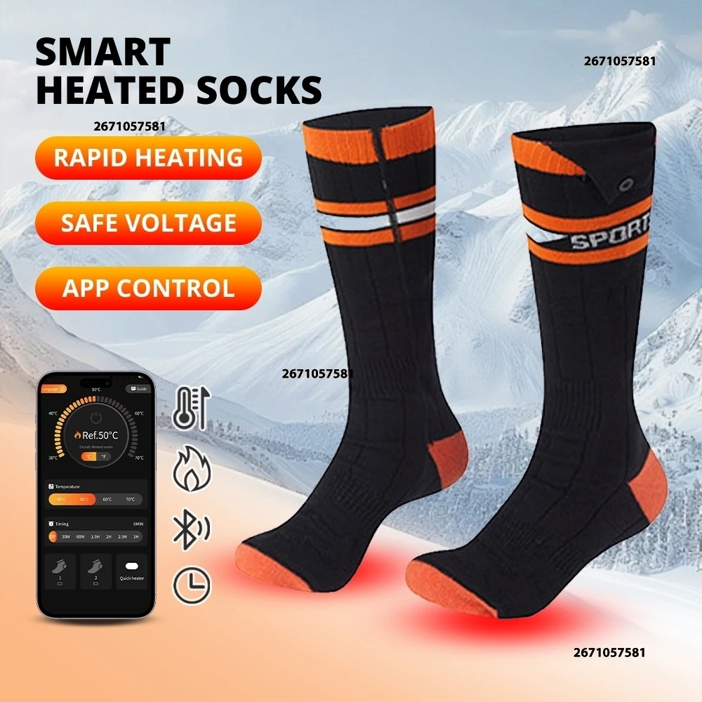 

Heated Socks APP Control 5000mah Electric Rechargeable Battery Warm Winter Socks Cold Weather Foot Warmers Heated Skiing Socks