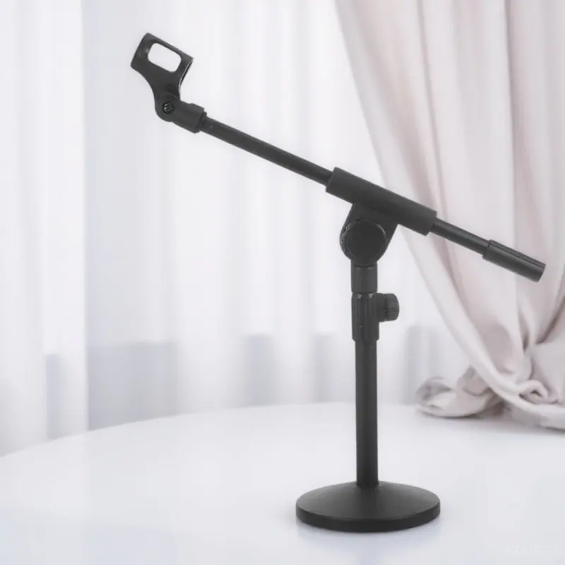 

Desktop Microphone Stand Adjustable Height Metal Weighted Base Sloped Arm for Podcasting Streaming Singing Recording Home Studio