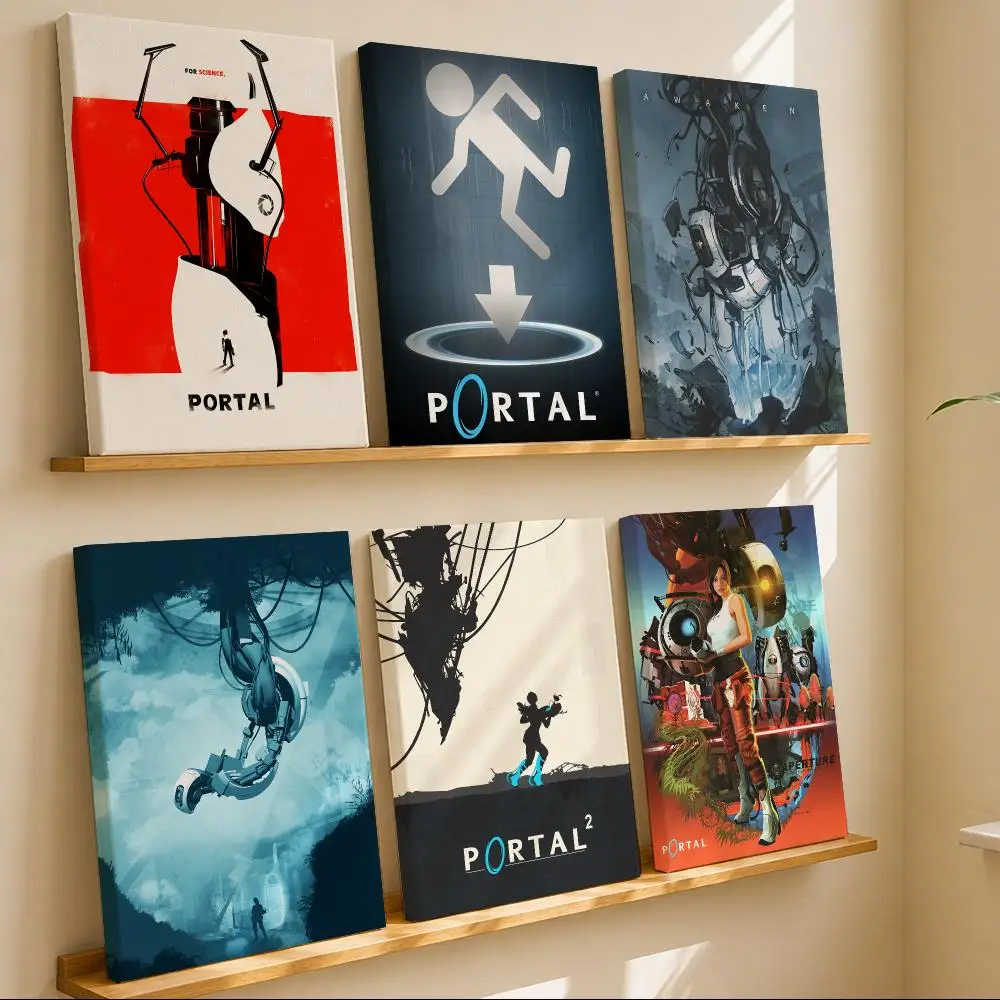 Game P-Portal 2 Framed Wall Painting Wooden Framed Canvas Poster Wall Art HD Waterproof Print Home Decor