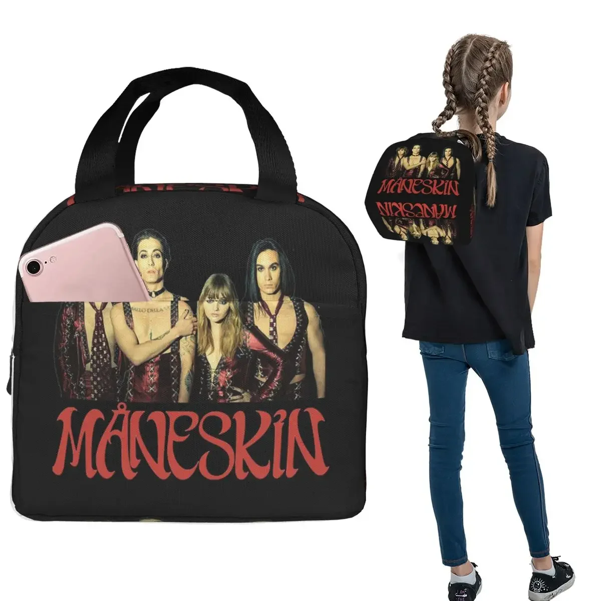 

Термосумка для обедов Maneskin Band Rock Musical, изолированная, для женщин и детей, герметичная, для хранения продуктов, термосумка-тоут