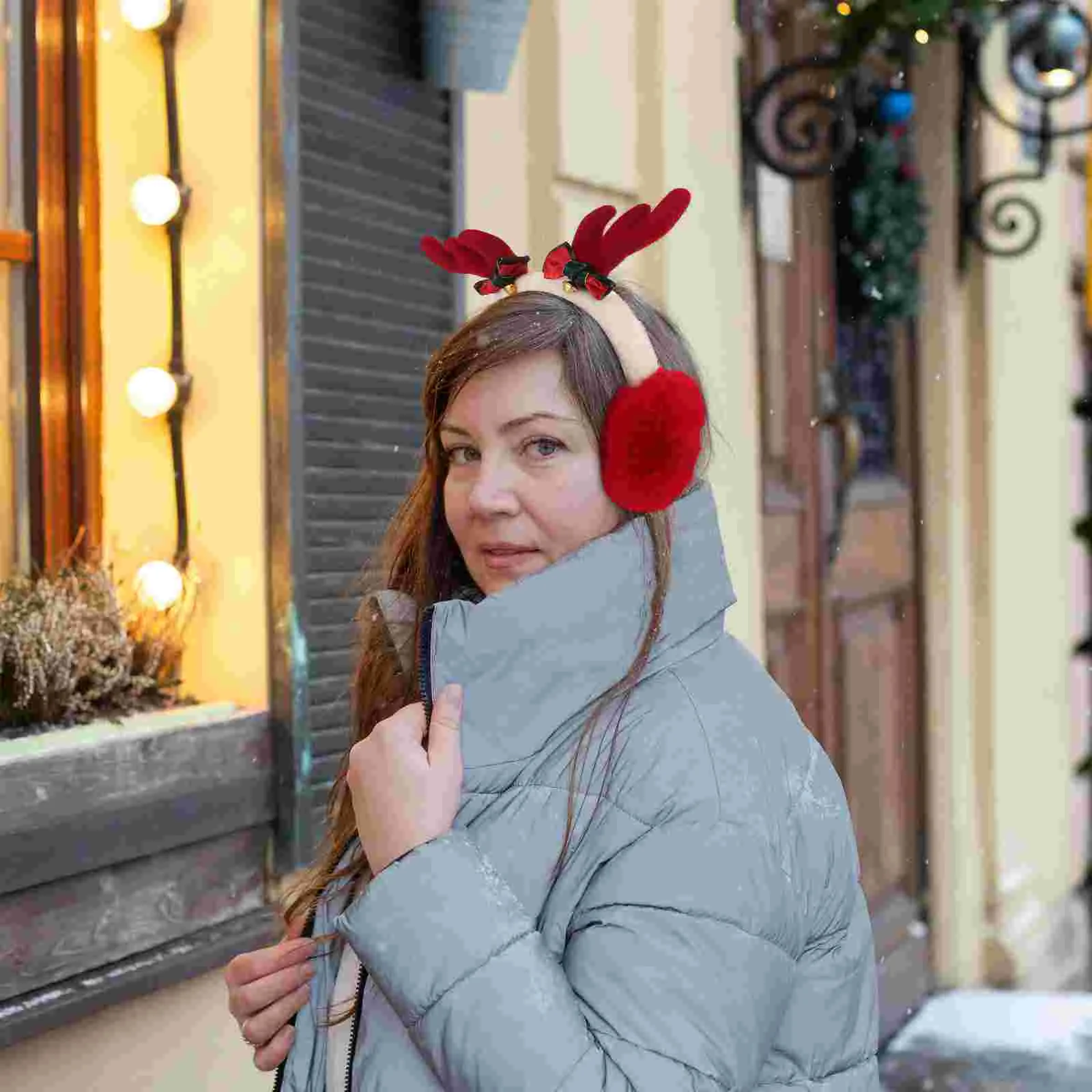 Tiaras de Natal peludas à prova de vento para crianças de inverno dobráveis capas fofas brancas aquecedor de clima frio