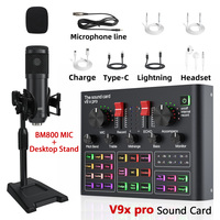 V9x pro Sound Card Noise Reduction BM800 Microphone Desktop Stand Studio Mixer Singing Voice Live Streaming Exclusive Set