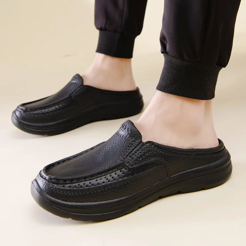 Summer Men Chef Shoes Anti Slip and Oil Proof Men's Work Shoes EVA Lazy Slippers Casual Trendy Slipper Fashion Garden Shoes