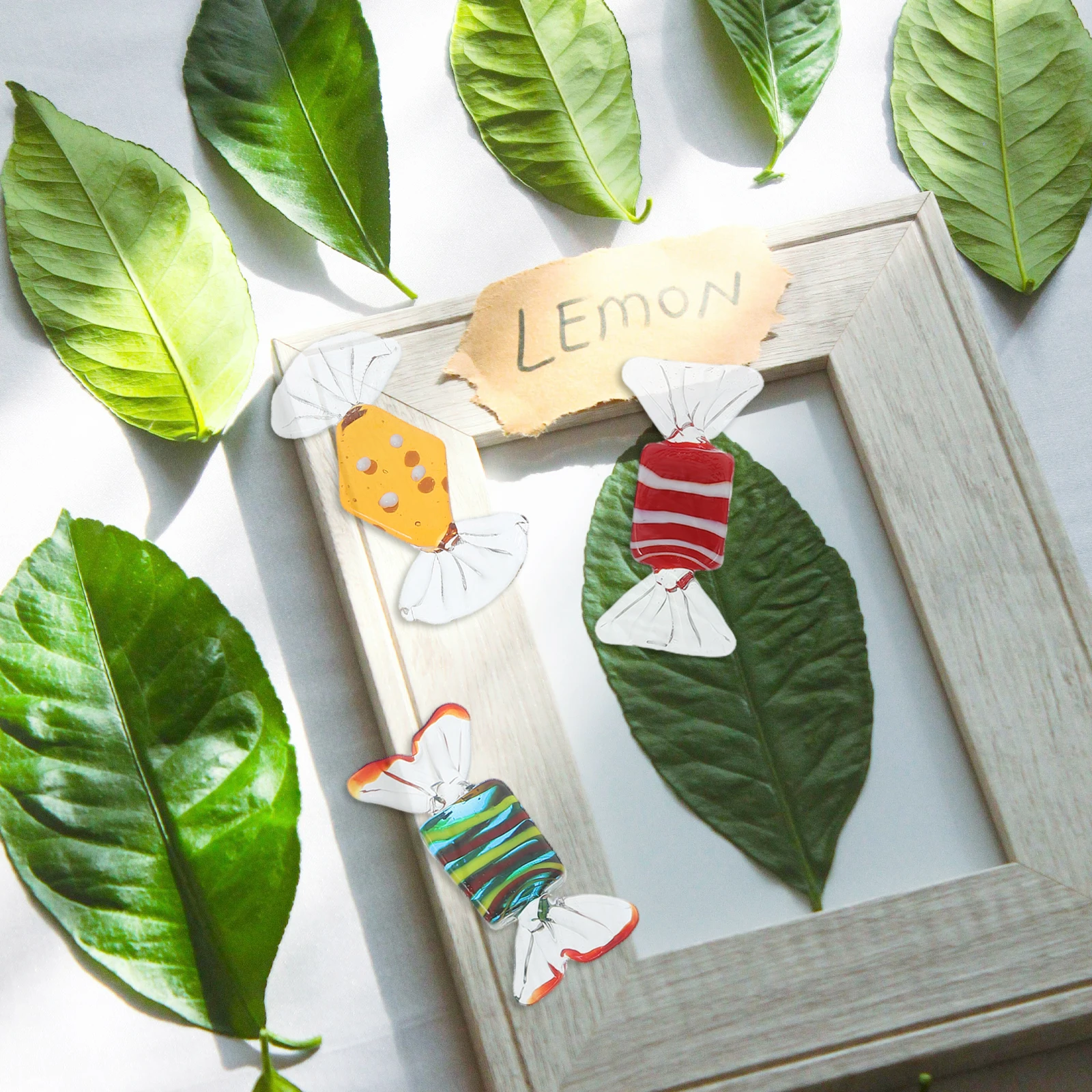 

7Pcs Vintage Glass Candy Ornaments Colorful Mini Candy Decor Set for Home Festival Wedding Party Decorations Festival Decoration