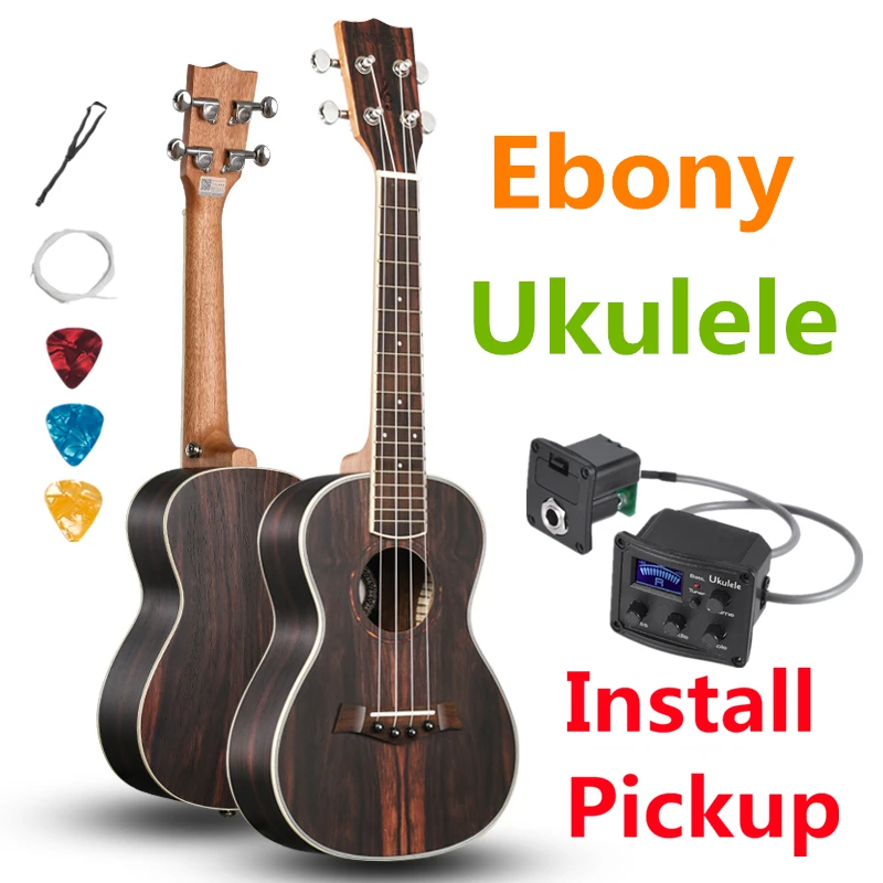 

Ukulele 23 Inches Concert Ebony Mini Electric Acoustic Guitar 4 Strings Ukelele Guitarra Install Pickup Stringed Instrument