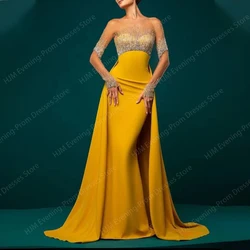 Luxury Beads Evening Dresses for Women Long Sleeve Floor-Length Mermaid Prom Wedding Special Events Ceremony Gala Dress 2024