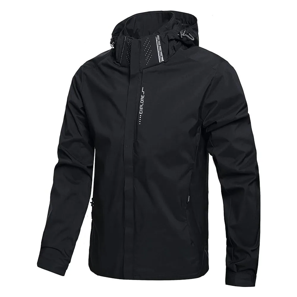 

Men's Waterproof Rain Jacket Lightweight Outer Hooded Outdoor Raincoat Hiking Windproof Jacket Climbing Outdoor Windbreaker coat