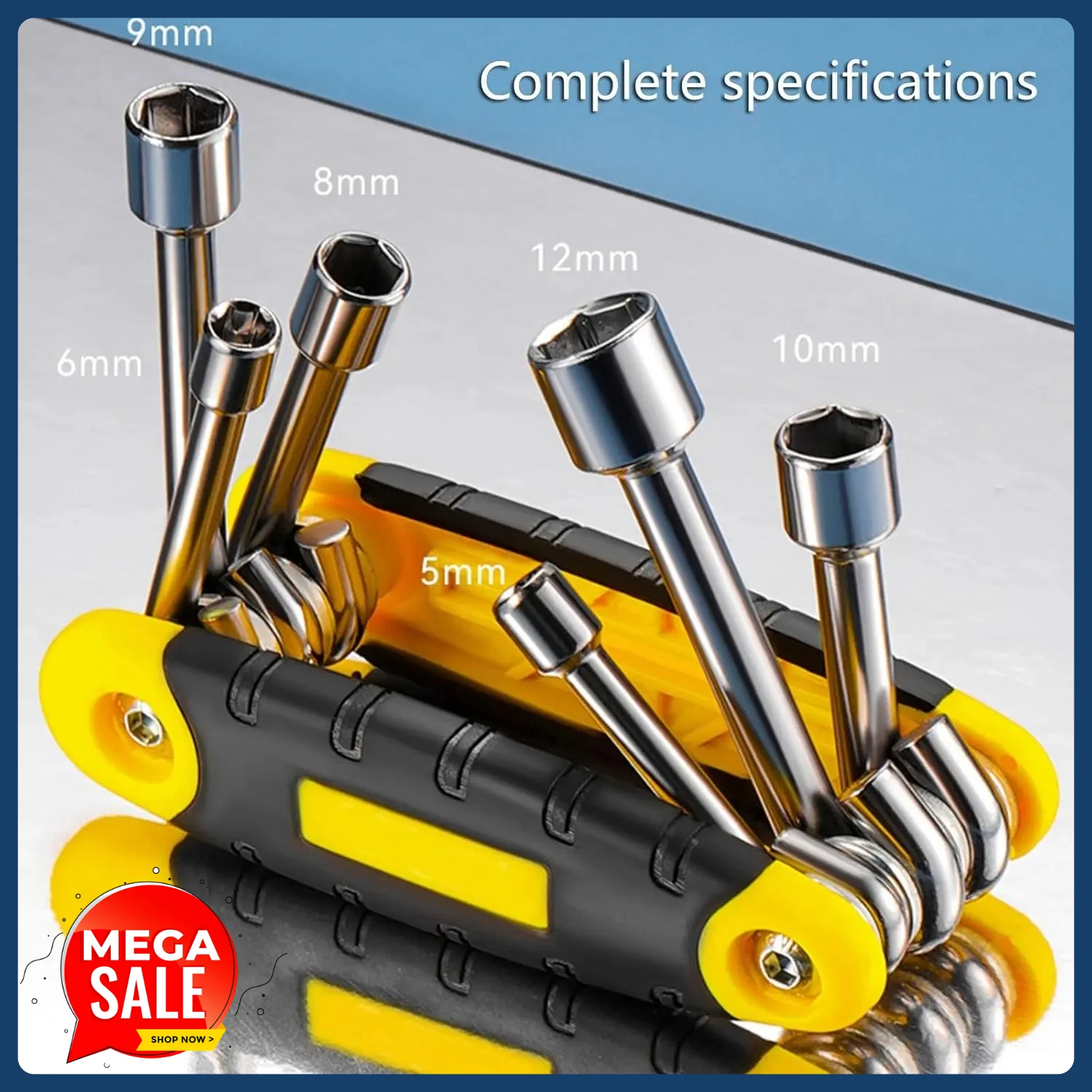 New 6-in-1 Foldable Socket Wrench Set, Multi-Functional Hex Wrench, Hex Nut Wrench, Anti-Theft Torx Key Wrench, 5-12mm