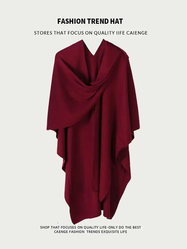 Women Poncho Winter Warm Shawl Double Sided Designer Thickening Blanket Luxury Scarf Female Cloak Cashmere Pashmina Cape D838