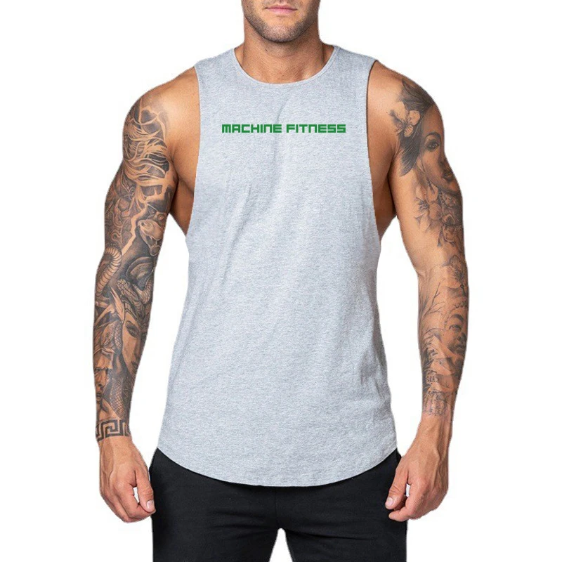 

Летние хлопковые дышащие футболки без рукавов для тренажерного зала, бодибилдинга, тренировок, майки с мышцами, мужские свободные майки для фитнеса, бега