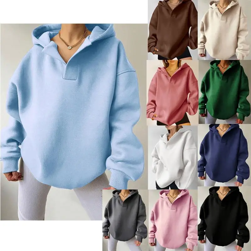 

Women's Loose Long Sleeve Hoodie Pure Color Sportswear Autumn Winter Fashion Casual Comfortable Sweatshirt Streetwear
