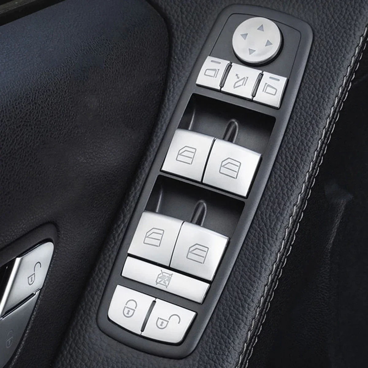 

Car Window Glass Lifting Button Cover Sticker Trim For Mercedes Benz A B R GL ML Class W169 W245 W164 X164 W251