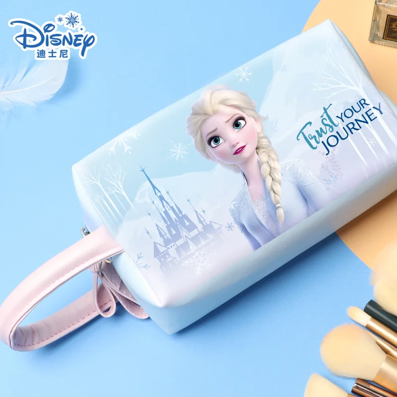 Anime Disney Frozen Elsa Cosmetic Bag Kawaii Elsa Portable Pencil Case Large Capacity Stationery Storage Bag Cartoon Wash Bag