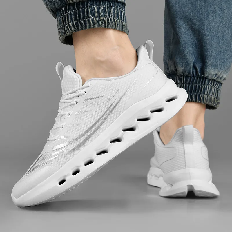 

Мужские кроссовки, светло-белые дышащие кроссовки для мужчин, летние сетчатые кроссовки на шнуровке для уличной ходьбы, Zapatillas De Deporte