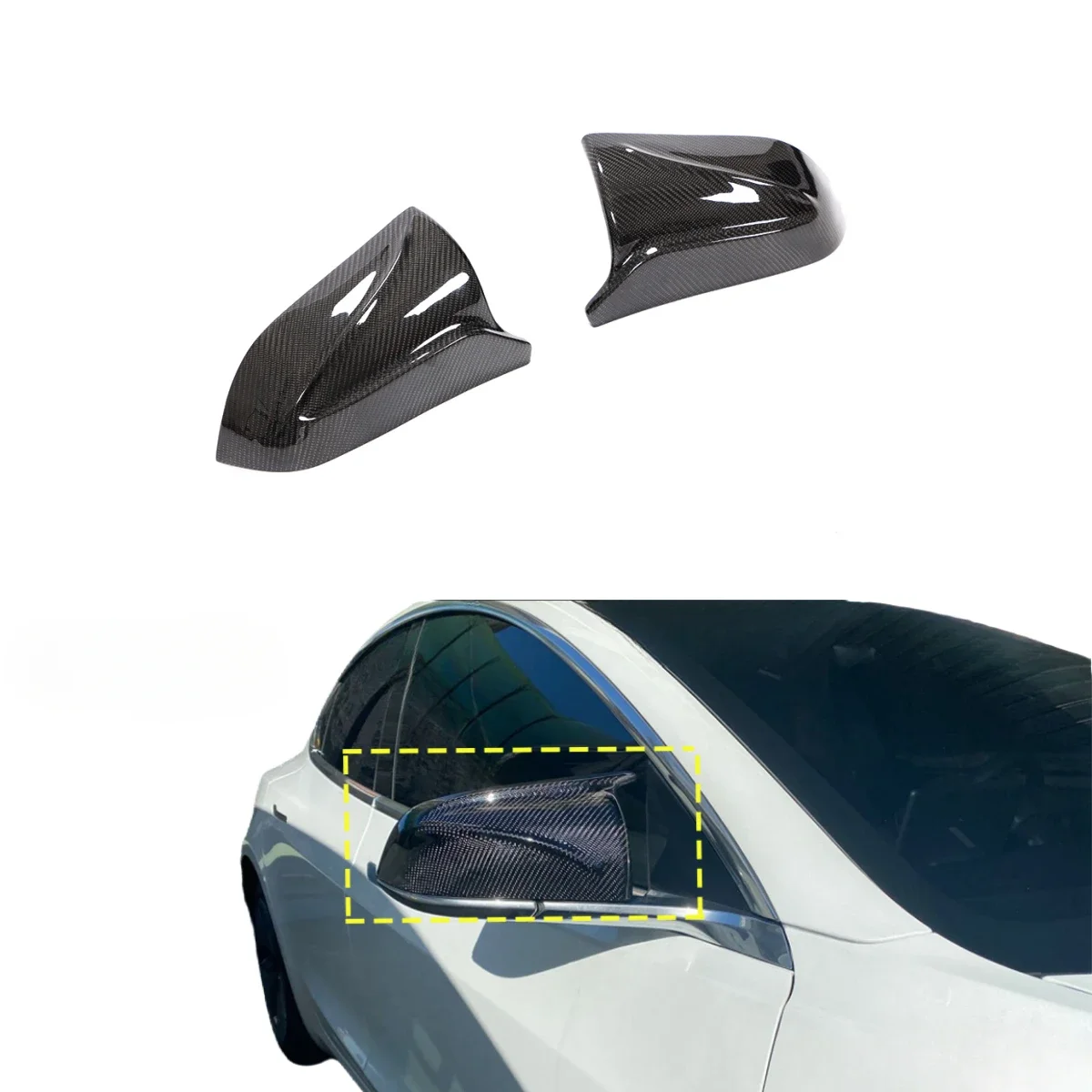 model 3 Rearview mirror exterior tuning  Carbon Fiber Replacement side Mirror Cover for Tels Model 3 2017-2020