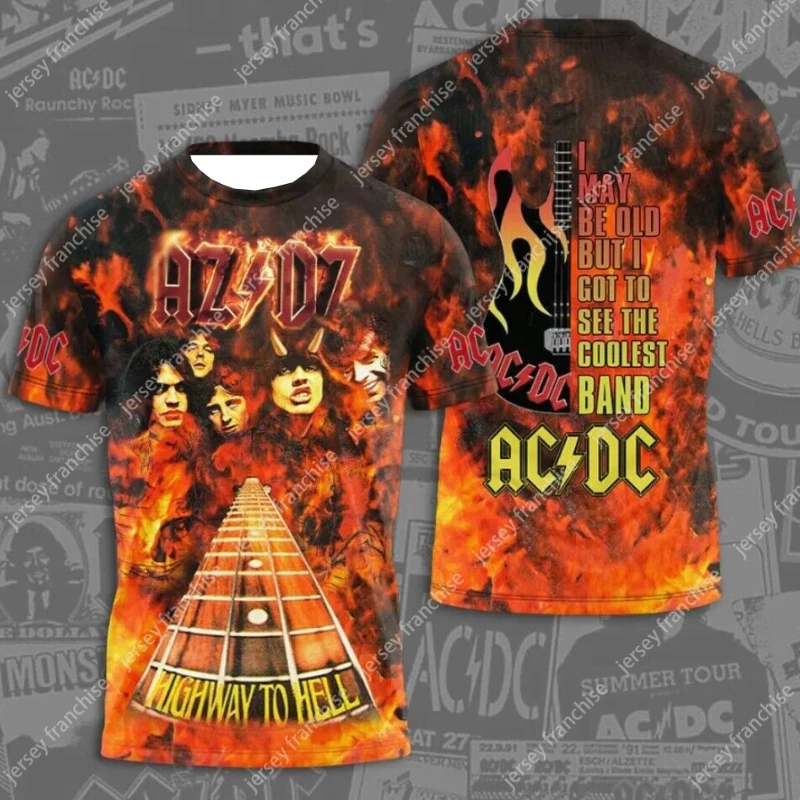 2025 Nieuwe mannen sneldrogende T-shirt AC/DC Afdrukken Comfortabel Casual Ademend Korte mouwen Zanger Concert T-shirt Top