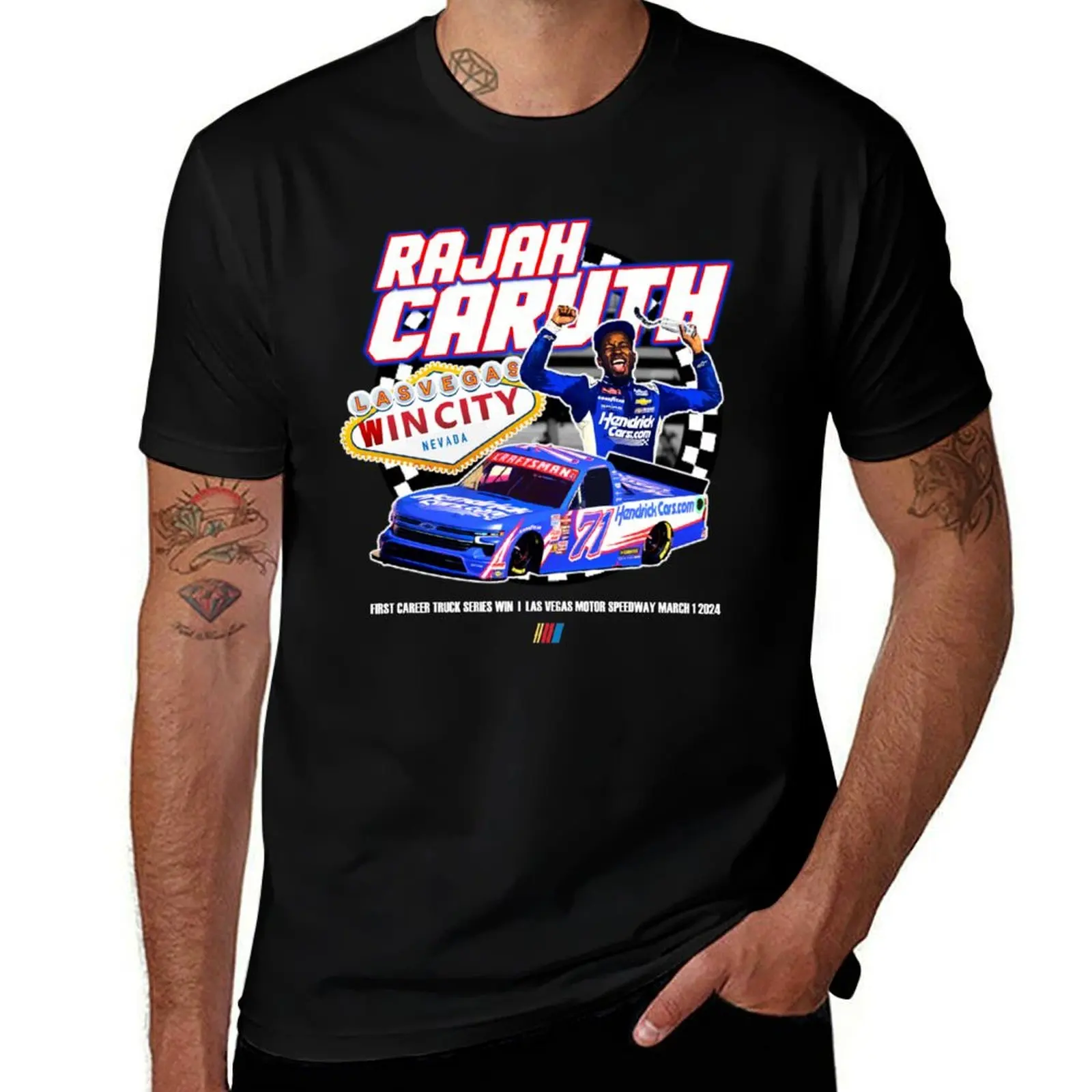 Rajah in the Caruth 71 Truck Las Vegas Win Racing Graphic T-Shirt shirts graphic boys whites black t shirts for men