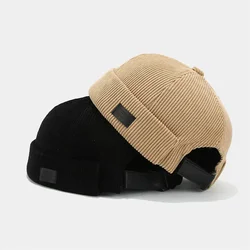 LDSLYJR Autumn and Winter Polyester Solid Warm Docker Cap Brimless Hat Beanie Landlord Sailor Cap Men and Women 116