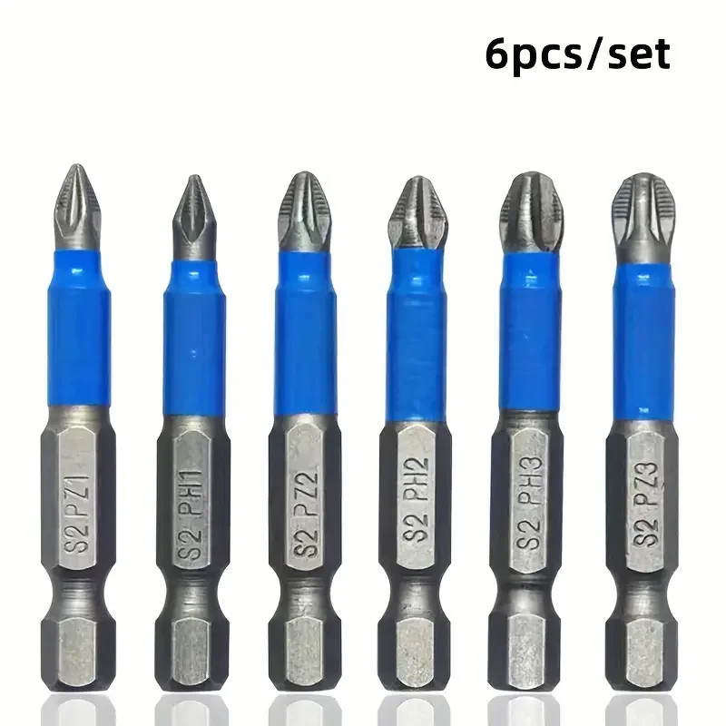 6pc Hexagonal Handle Anti Skid Electric Screwdriver Woodworking Cross Screwdriver Tool Set PH1 PH2 PH3 PZ1 PZ2 PZ3