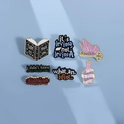 Magic Broom Enamel Pins My Broom is in The Shop Brooches Lapel Metal Badges Funny Jewelry Gift for Kids Friends Wholesale