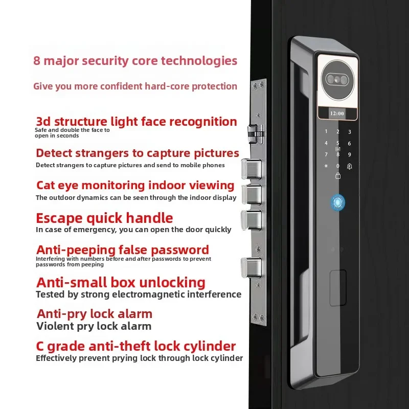 new-with-video-doorbell-3d-automatic-smart-facial-recognition-lock-combination-lock-household-fingerprint-c-class-core-lock