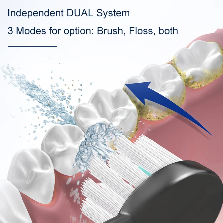 Hydropulseur et brosse à dents sonique 2 en 1, portable, aste, irrigateur buccal, nettoyeur de dents