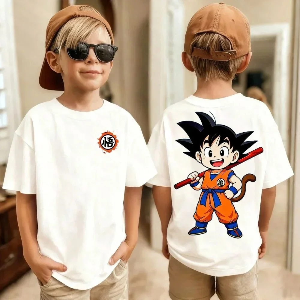 Sommerliches Kinder-Baumwoll-T-Shirt – Dragon Ball Goku Anime-T-Shirt – Neuestes Modell, weiches und geschmeidiges, babyfreundliches Oberteil für Jungen oder Mädchen