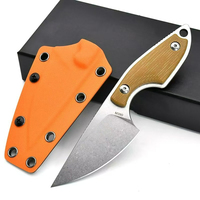 Fixed blade knife with Kydex Sheath mkm M390 blad linen Handl edc multitool knives Daily at home outdoo bushcraft Straight knife