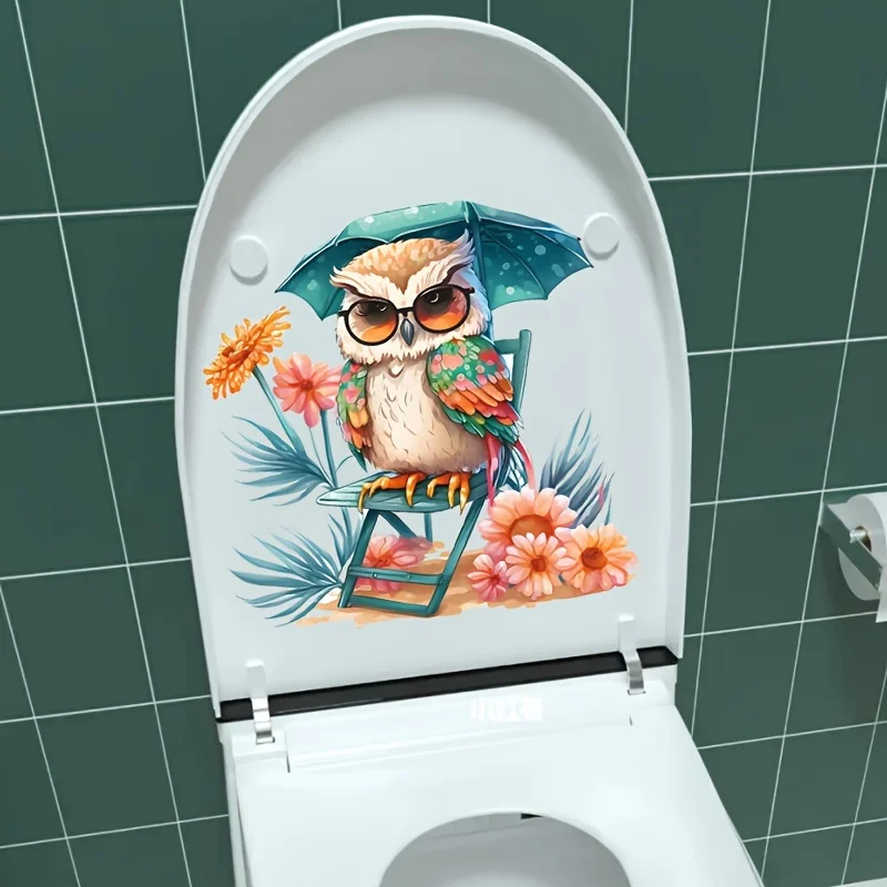 Cute Owl Toilet Sticker Diy Self-Adhesive Decals For Bathroom Restroom Wc Home Decoration Animal Stickers M764