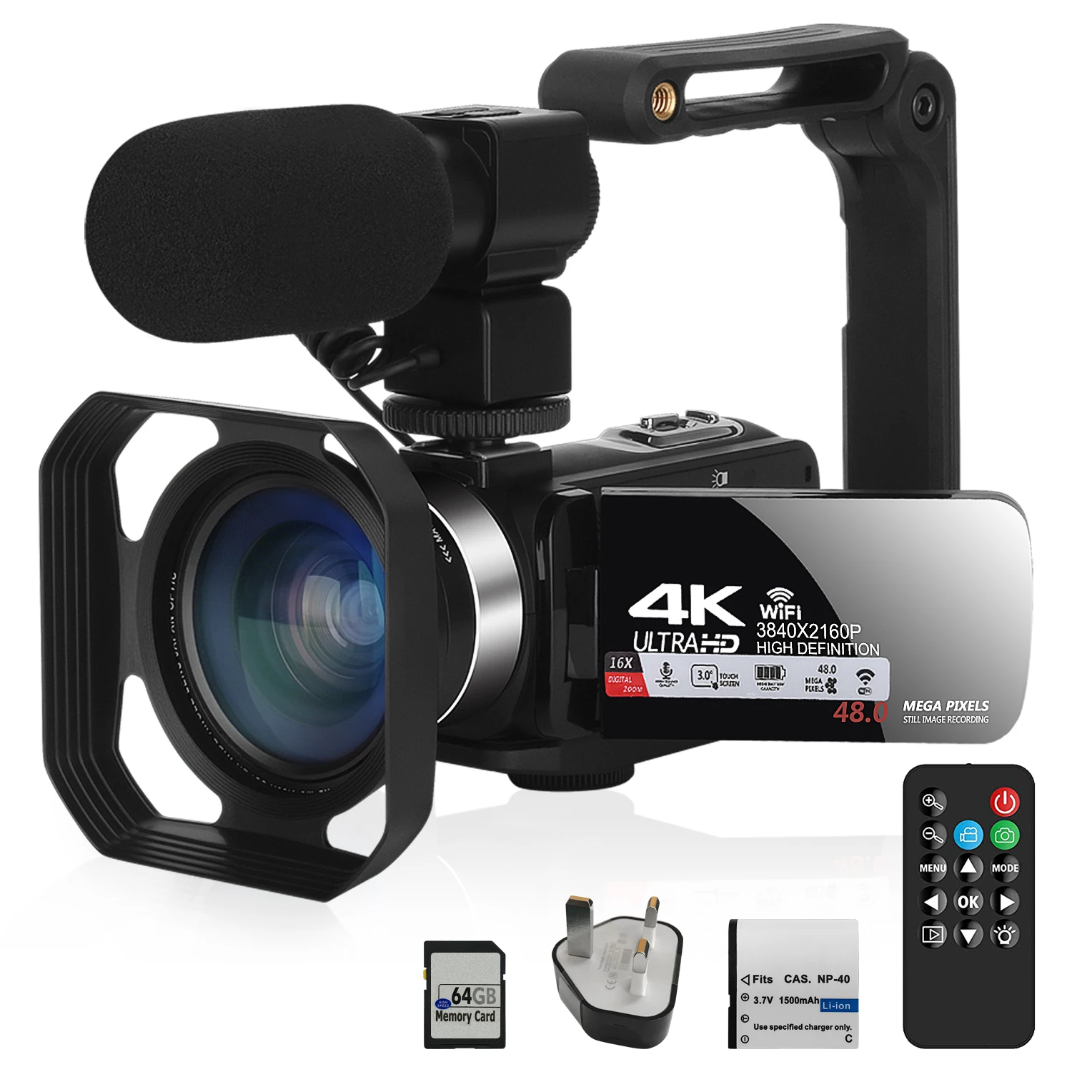 

Full 4K Youtube Vlog Video Camcorder 18X Digital Zoom Live Stream Professional Cameras 3" LCD Touch Screen Recorder with WiFi