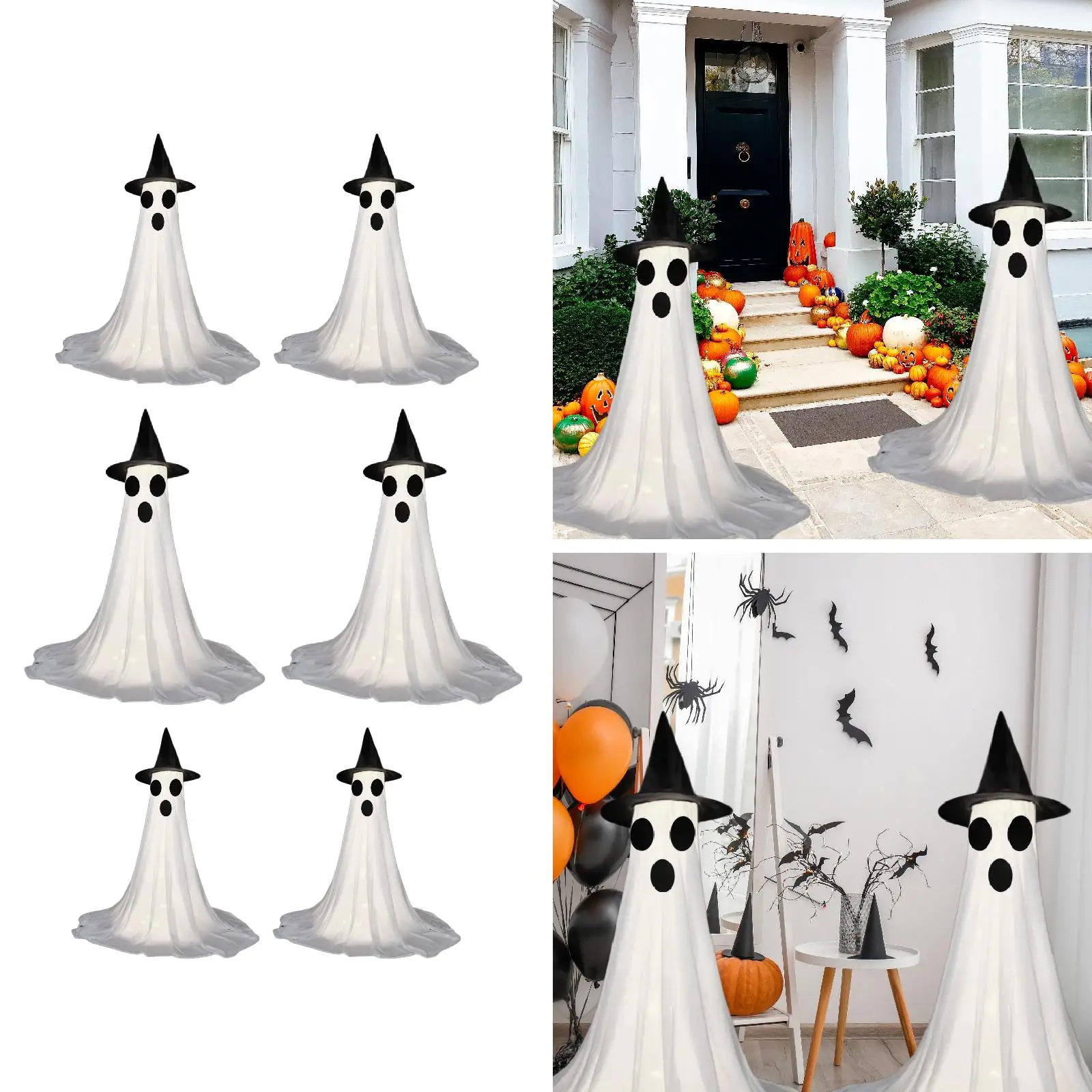 

2-х предметные украшения для Хэллоуина на открытом воздухе в помещении со светодиодными гирляндами, креативное украшение для вечеринки для крыльца, лужайки, домашнего двора