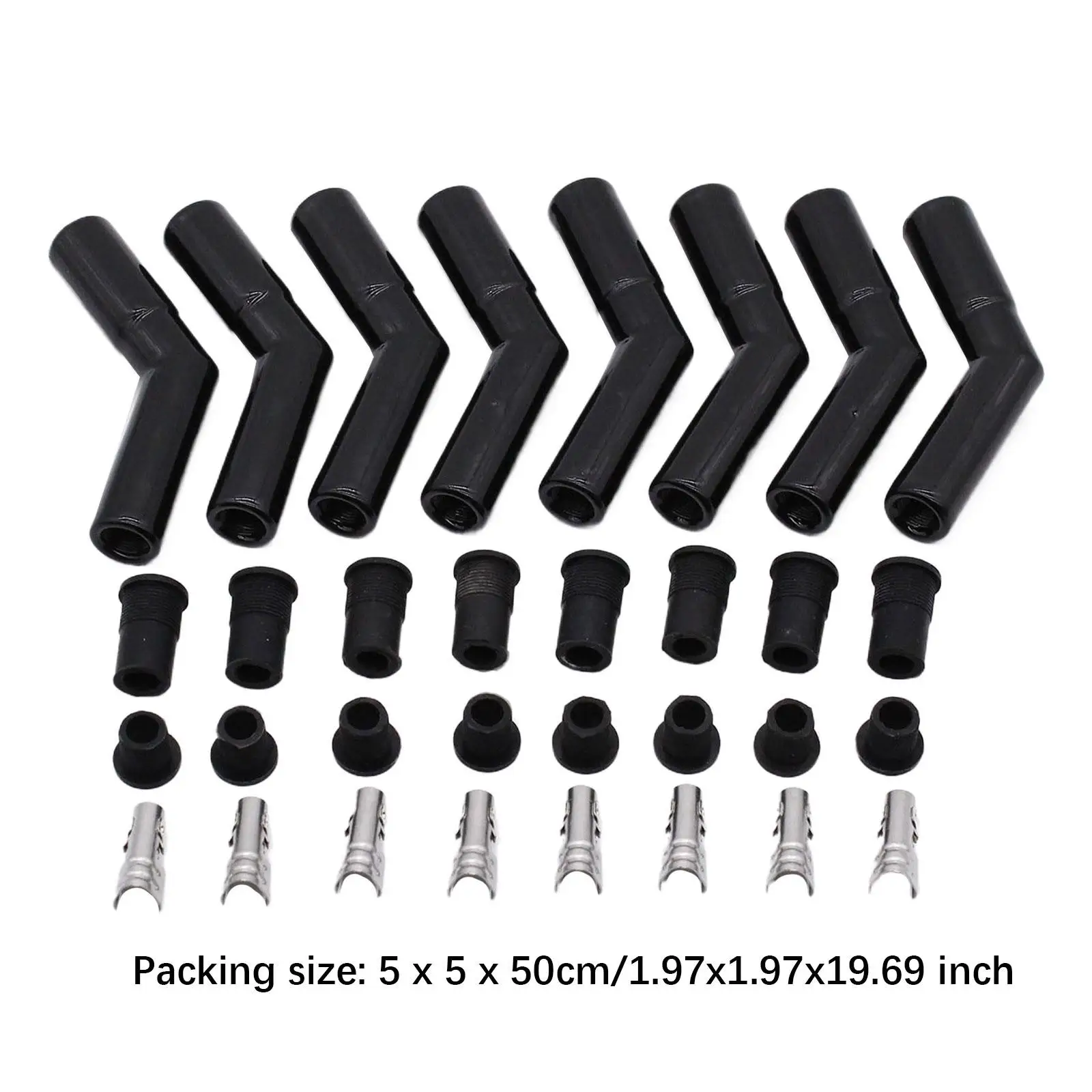 8x Ceramic Spark Plug Boot Kit 45 Degree Straight Easy to Install Assembly