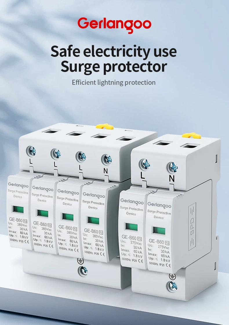 2P 4P AC SPD 20KA 30KA 80KA 100KA ﻿ Haus-Blitzschutzgerät Niederspannungs-Ableiter 40KA 60KA 275V 385V – Detail 1