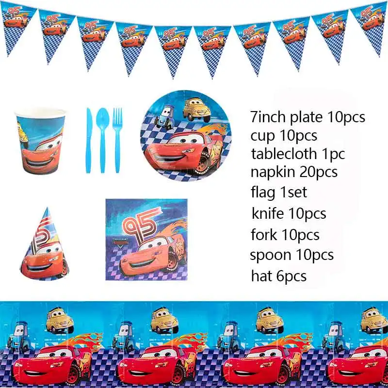 

Cars Birthday Party Supplies McQueen Balloon Banner Backdrop Decoration Cupcake Topper Boy Baby Shower Home Activity Decor