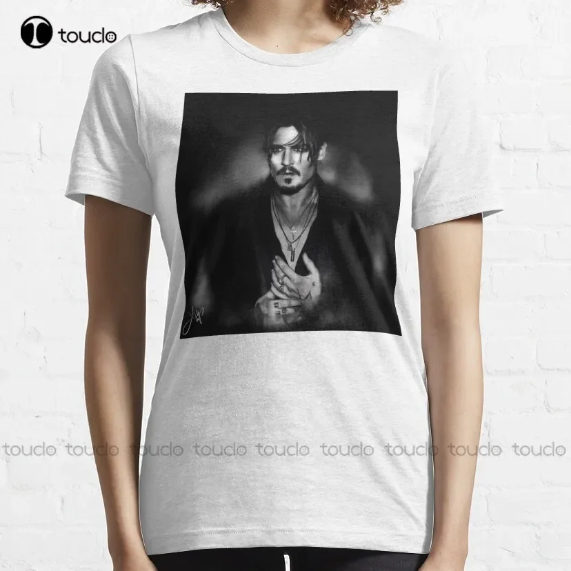 Johnny Classic T-Shirt Johnny Depp Mens White Shirt Tee T Shirts Custom Unisex Tee Digital Printing Breathable Cotton Retro Tee