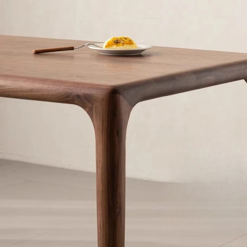 طاولة طعام بلون الجوز في أمريكا الشمالية، طاولة طعام منزلية من الخشب الصلب مستطيلة الشكل وطاولة طعام بسيطة