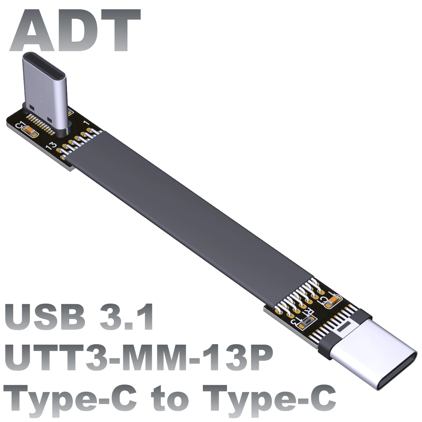 

Type C To Type C 10gbps Falt Cable USB C Cable 90 Degree Left Right Up Down ADT USB3.1 Type-C UTT3-MM-13P