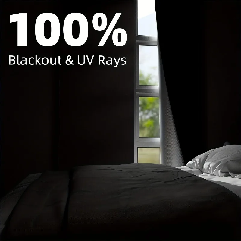 Portable  Blackout Curtain, No Drilling Required 100% Blackout Curtain, Insulated Louver, Suitable for Bedrooms (1 Piece, Black)